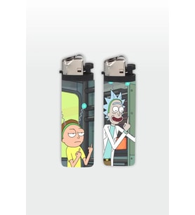 2'li Rick & Morty Orta Parmak Full Kaplamalı Gazlı Çakmak Seti