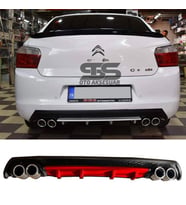 Citroen C-elysee Difüzör Arka Tampon Eki 4 Egzoz Çıkışlı Kırmızı Lüx Tip