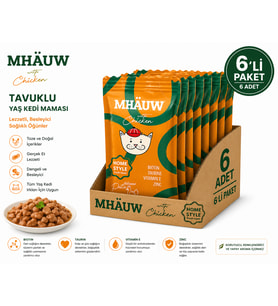 MHAUW Tavuklu Kıyılmış Pouch Yetişkin Kedi Konservesi 80 Gr 6'lı Paket