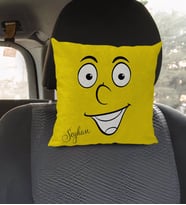 BK Gift Kişiye Özel İsimli Face Tasarımlı Kare Araç Koltuk Yastığı-1