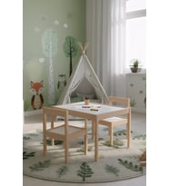 Montessori Çocuk Ahşap Etkinlik Masası Seti, 2 Sandalyeli