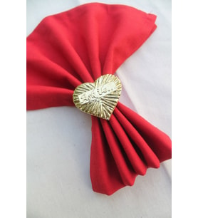 6 Adet Gold Aşk ile... Yazılı Kalp Metal Peçete Halkası - Napkin Ring