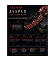 Sertifikalı Kırmızı Jasper Siyah Hematit Silindir Kesim Kilitli Doğal Taş Deri Erkek Bileklik