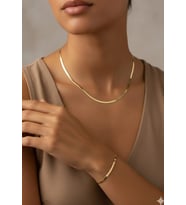 925 Ayar Papatya Silver İtalyan Yassı Zincir Yılan Zincir Kolye bileklik Set