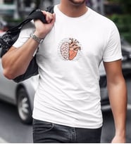 BK Gift Beyin ve Kalp Tasarımlı Beyaz T-Shirt-1