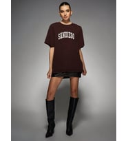 Unisex Sandiego Baskılı Tasarım Tshirt (Kahverengi)