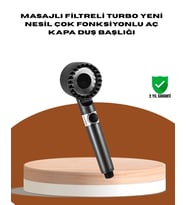 Masaj Fonksiyonlu Filtreli Duş Başlığı Dayanıklı Yapı (Gri-Melanj)