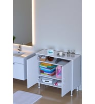 Eliusta Sabir 80 cm 2 Raflı Beyaz Banyo Mutfak Dolabı 3 Bölmeli Çok Amaçlı Dolap 80x75x32,5 cm Düzenleyici