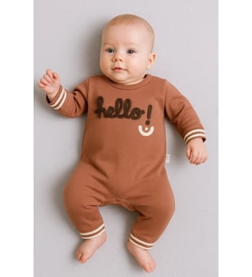 Hello Nakışlı % 100 Pamuk Erkek Bebek Tulum