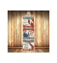 Fresh Seafood Tasarımlı Üçlü Retro Ahşap Poster Ü426
