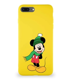 Apple iPhone 8 Plus Soft Premier Kapak Mickey Mouse-G Tasarımlı Silikon Kılıf - Sarı (Şeffaf)