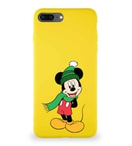 Apple iPhone 8 Plus Soft Premier Kapak Mickey Mouse-G Tasarımlı Silikon Kılıf - Sarı (Şeffaf)