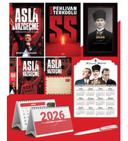 Asla Vazgeçme - Ayraç - Kartpostal - Poster - SS -  2026 Ajanda Kalpaklı - Ata Ahşap Duvar Takvimi - Masa Takvimi