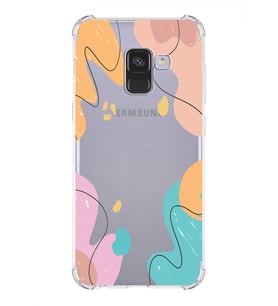 Samsung Galaxy A8 2018 Uyumlu Köşe Korumalı Antişok Kapak Karışık Renkler Tasarımlı Şeffaf Kılıf