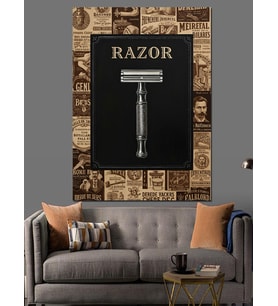 Berber Jilet Retro Tasarım Dekoratif Kanvas - Mdf Ahşap Tablo