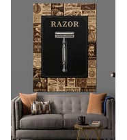 Berber Jilet Retro Tasarım Dekoratif Kanvas - Mdf Ahşap Tablo
