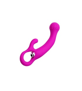 ROCK Tutma Aparatlı Eğimli Yapıda G-Spot ve Klitoris Uyarıcı 2 in 1 Vibratör - Rose