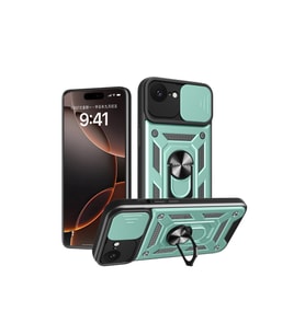 İphone 16e Kılıf Pars Lens Yüzüklü Silikon - Yeşil