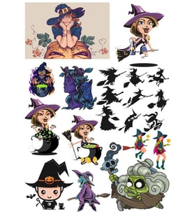 Cadı Sticker Set-5 19 Parça Telefon, Tablet, Defter, Laptop Sticker