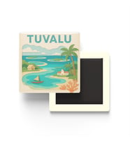 Tuvalu - Tuvalu - Paper Cut Art - Baskılı Buzdolap Magneti Kare - 9x9 cm