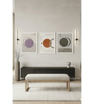 Modern Minimalist Geometrik 3’lü Ahşap Çerçeveli Tablo Seti