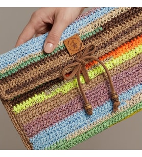 ChicLookDesign Etnik Desen El Yapımı Renkli Hasır El Çantası