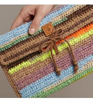 ChicLookDesign Etnik Desen El Yapımı Renkli Hasır El Çantası