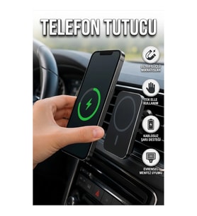 Araç İçi Manyetik Telefon Tutucu 15W Kablosuz Hızlı Şarj Cihazı 360° Ayarlanabilir