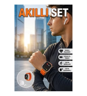 S8 Ultra Akıllı Saat Bluetooth Kulaklık 2’li Set 1.75 İnç Ekranlı Kablosuz Teknoloji Paketi