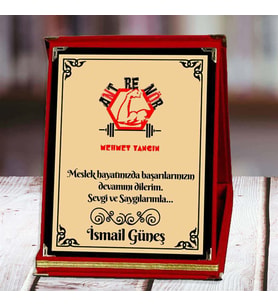 Antrenör Baskılı Plaket (6. Tasarım)  Kişiye Özel (Kırmızı)