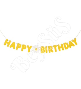 Papatya Temalı Happy Birthday Banner