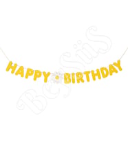 Papatya Temalı Happy Birthday Banner