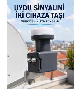 Twin Lnb Çift Çıkışlı Uydu Anten Lnb 4k Ultra Hd Ku Band 0.1 Db