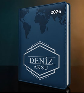 BK Gift Kişiye Özel İsimli Termo Sert Kapak 2026 Lacivert Ajanda -4, Öğretmenler Günü Hediyesi, Yeni İş Hediyesi