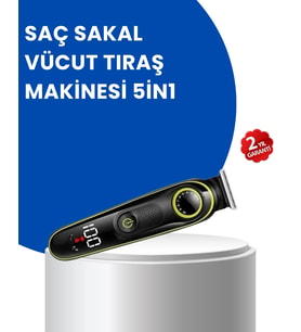 Uzun Pil Ömürlü LED Göstergeli Erkek Bakım Seti 5-in-1 Saç Sakal Tıraş Makinesi