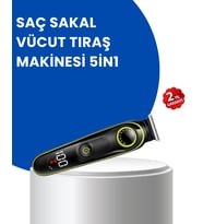 Uzun Pil Ömürlü LED Göstergeli Erkek Bakım Seti 5-in-1 Saç Sakal Tıraş Makinesi