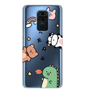 Xiaomi Redmi Note 9 Uyumlu Sevimli Hayvanlar Desenli Şeffaf Telefon Kılıfı