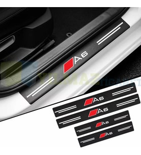 Audi A6 Logo Karbon Kapı Eşiği Oto Sticker Etiket Yapıştırma Araba Çıkartma 4 Parça