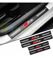 Audi A6 Logo Karbon Kapı Eşiği Oto Sticker Etiket Yapıştırma Araba Çıkartma 4 Parça