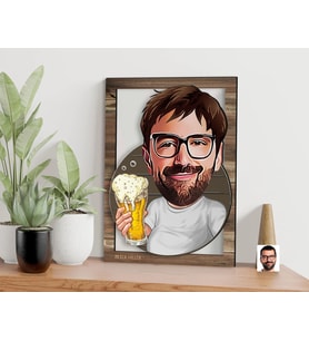 BK Gift Kişiye Özel Beer Man Karikatürlü 3D Ahşap Tablo, Sevgiliye Hediye, Arkadaşa Hediye, Yıl Dönümü Hediyesi, Doğum Günü Hediyesi-1