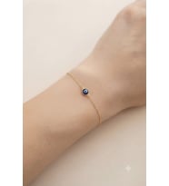925 Ayar Gümüş Minimalist Zarif Lacivert Nazar Gözlü Kadın Bileklik.rose.gold.rodaj Seçenek