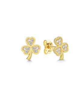 925 Ayar Gold Zirkon Taşlı Yonca Gümüş Küpe