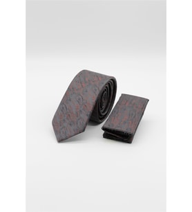 Füme-Bordo Desenli 6 Cm Kravat 1090255110