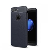 Apple iPhone 8 Plus Deri Görünümlü Silikon Lacivert