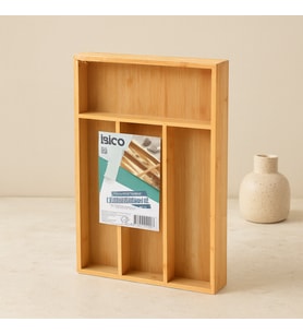 Bambu Çekmece Kaşıklık 22.4x33 cm - 4 Bölmeli Çok Amaçlı Organizer