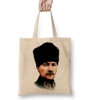 Mustafa Kemal Atatürk 06 Bez Çanta Uzun Saplı