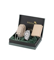 Polo Air Erkek Kol Saati Cüzdan Kemer Hediyelik Kutusunda Vizon Set Gümüş Renk PL-7044E4