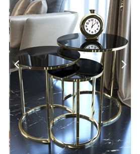 3' Lü Siyah Gold Metal Sehpa