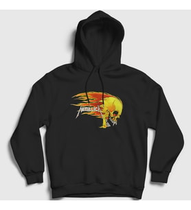Presmono Unisex Siyah Fire Metallica Kapüşonlu Sweatshirt 291877tt