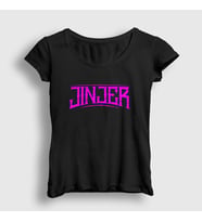 Presmono Kadın Siyah Purple Logo Jinjer T-Shirt 161191tt